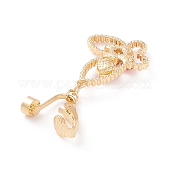 Кольцо для живота с подвеской в виде бабочки и стразами AJEW-F057-09G