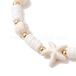 Браслеты из окрашенной синтетической бирюзы и натуральных белых ракушек&nbsp;BJEW-JB13476