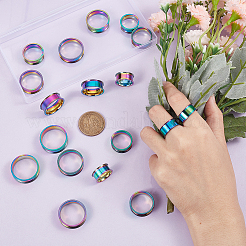 18 шт. 9 размера 201 нержавеющая сталь рифленые кольца для пальцев STAS-UN0049-69MC