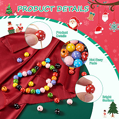 80 шт. 8-х цветные крашеные натуральные деревянные бусины WOOD-CD0001-23