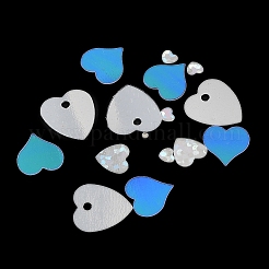 装飾アクセサリー  ポリ塩化ビニールのプラスチック製のスパンコール/スパンコールビーズ  ABカラーメッキ  ハート/ラウンド  クリアAB  2.5~10x3~9.5x0.2mm&nbsp;PVC-L001-04
