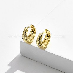 真鍮マイクロペーブキュービックジルコニアハギーフープピアス  リング  透明  ゴールドカラー  15.3mm&nbsp;EJEW-BB67135