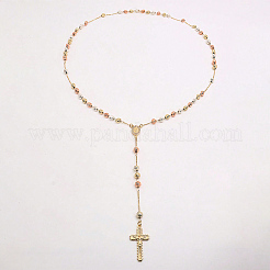 Collane rosario vintage con perline rotonde in acciaio inossidabile 304&nbsp;VJ4936-1