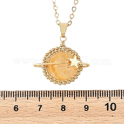 Colliers pour femmes avec pendentif planète en quartz hématoïde jaune naturel&nbsp;NJEW-TA00260-03