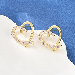 Pendientes de tuerca de circonio cúbico con micro pave de latón&nbsp;CU-CBACDF6-02G
