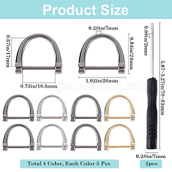 20 шт. 4-цветная регулируемая пряжка из цинкового сплава с D-образным кольцом для ремня-цепочки сумки с 2 шт. железной отверткой FIND-GF0006-92