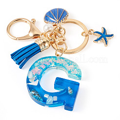 Porte-clés étoiles en résine et coquillage&nbsp;KEYC-TAC00087-01G
