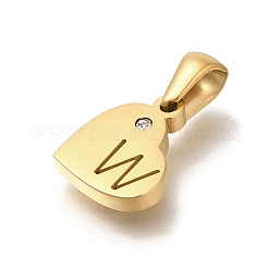 Подвески в форме сердца из нержавеющей стали 304 со стразами STAS-Z103-01G-23