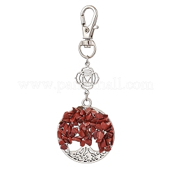 7 чакра натуральный красный авантюрин и зеленый авантюрин и аметист и тигровый глаз и лазурит и красная яшма и синтетические бирюзовые крошки подвеска дерево жизни украшения HJEW-JM02300