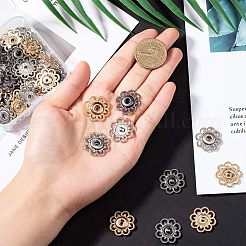 合金スナップボタン  ソーイングアクセサリーボックスコンテナ付き  花  ミックスカラー  20.5x4mm  穴：3mm  24セット /箱&nbsp;SNAP-NB0001-01