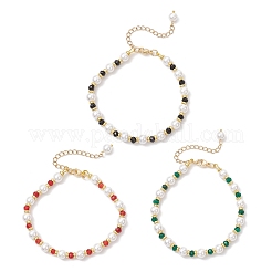 3 bracelet en perles de coquillage et jade malaisien naturel teinté pour femmes&nbsp;BJEW-JB12031