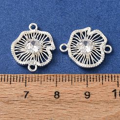 Ciondoli connettore in ottone con pavé di zirconi cubici trasparenti&nbsp;CU-CBAEC99-11S