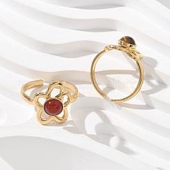 Круглые натуральные смешанные кольца из камня RJEW-C119-09G