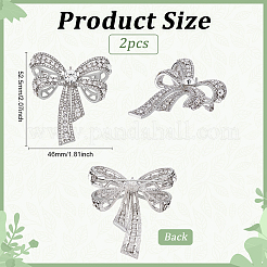 2 шт. броши из сплава и стекла в форме банта для одежды рюкзака&nbsp;JEWB-PH0001-42