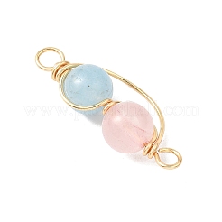 3 шт. 3 вида подвесок-соединителей с круглыми звеньями из натурального розового кварца&nbsp;PALLOY-JF04678