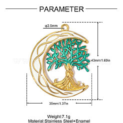Pendentifs en acier inoxydable 304 avec émail vert&nbsp;SA-OY002-28G