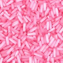 ガラス竹ビーズ  模造キャットアイ  パールピンク  6.5~7x1.5~2mm  穴：0.8~1mm  約13636個/ポンド&nbsp;SEED-N007-28J