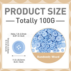 4  - 正孔樹脂ボタン  フラットラウンド  コーンフラワーブルー  11.5~25.5x2.5~3.5mm  穴：1.8~2.5mm&nbsp;BUTT-TADJ0001-03C