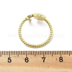 Открытые манжеты из латуни с микропаве и прозрачным цирконием для женщин&nbsp;LS-RJEW-S402-03G