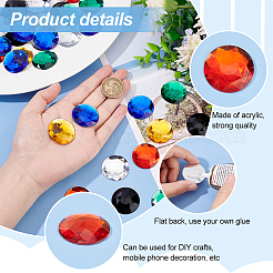 60 шт. 6-цветные акриловые стразы-кабошоны с плоской основой OACR-OC0001-16A