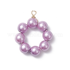 5 шт. 5-х цветные подвески из круглых бусин с жемчужинами из окрашенного стекла&nbsp;PALLOY-JF04162-01