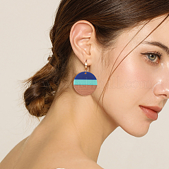 Подвески из трехцветной смолы и дерева&nbsp;RESI-CJ0004-06