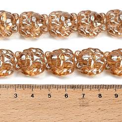 電気メッキガラスビーズ連売り  キツネ  半分メッキ  パール光沢メッキ  砂茶色  18x18x13.5mm  穴：1.5mm  約40個/連  27.17''（69センチメートル）&nbsp;EGLA-H110-01PL-02