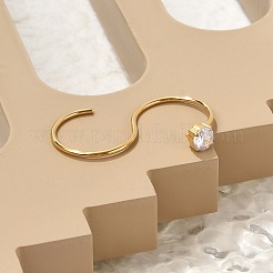 Кольца-манжеты s-образной формы из нержавеющей стали 304 с кубическим цирконием для мужчин и женщин RJEW-Q007-05G