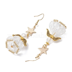 Ангел-звезда ручной работы из стеклянных бусин и стеклянных подвесных сережек для женщин&nbsp;EJEW-MZ00393-10