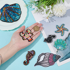 7 шт. 7 стильных тканевых нашивок с морской тематикой&nbsp;DIY-PH0034-23