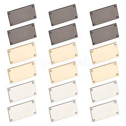 Wadorn 18 комплект 3 цвета сумки из цинкового сплава декоративные застежки, штамповка пустых тегов, с железной прокладкой, прямоугольные, разноцветные, 4x2.15x1.6 см, 6 комплект / цвет