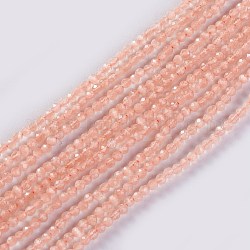 Glass Beads Strands, Faceted, Round, Light Salmon, 2x2mm, Hole: 0.4mm, about 193~197pcs/strand, 14.17 inch~15.51 inch(36~39.4cm)