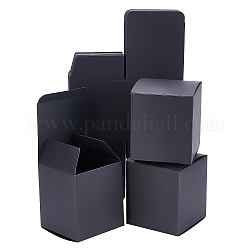 Boîtes à bijoux en carton, carrée, noir, déplier: 28x16x0.1cm, produit fini: 8x8x9cm