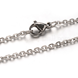 304 из нержавеющей стали кабель цепи ожерелья, с карабин-лобстерами , цвет нержавеющей стали, 17.7 дюйм (45 см), 1 мм