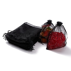 Organza-Geschenktüten mit Kordelzug, Schmuckbeutel, Hochzeitsfeier Weihnachten bevorzugen Geschenktüten, Schwarz, 23x17 cm