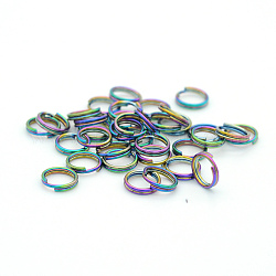 Ионное покрытие (ip) 304 разрезное кольцо из нержавеющей стали, кольца с двойной петлей, Радуга цветов, 7x1.5 мм, внутренний диаметр: 5.5 мм, один провод: толщиной 0.5 мм
