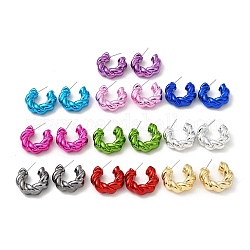 Boucles d'oreilles en acrylique à anneau torsadé, boucles d'oreilles demi-créoles avec 316 épingle en acier inoxydable chirurgical, couleur mixte, 28x9.5mm