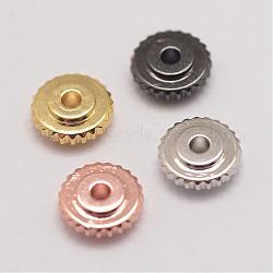 Perles séparateurs en laiton, plat rond, couleur mixte, 6x2mm, Trou: 1mm