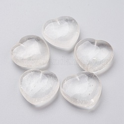 Natural Quartz Crystal Beads, Rock Crystal Beads, Half Drilled, Heart, 25x25x8.3mm, Hole: 1mm