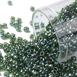 Cuentas de semillas redondas toho, Abalorios de la semilla japonés, (119) olivino lustre transparente, 8/0, 3mm, agujero: 1 mm, aproximamente 10000 unidades / libra
