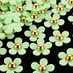 Abalorios acrílicos opacos, flor, verde claro, 22x22.5x7~8mm, agujero: 1.4 mm