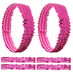 Ampia fascia elastica scintillante, fascia elastica con paillettes, accessori per capelli per le ragazze, rosa intenso, 172x29x1.4mm
