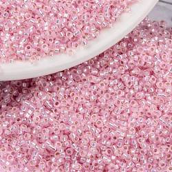 Perline rotonde miyuki rocailles, perline giapponesi, (rr643) alabastro argentato rosa tinto, 15/0, 1.5mm, Foro: 0.7 mm, su 5555pcs / bottiglia, 10 g / bottiglia