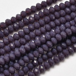 Fili di perle di vetro rondelle sfaccettate, blu ardesia scuro, 3.5x2mm, Foro: 0.5 mm, circa 148pcs/filo, 14.9 pollice