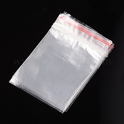Sacchetti con chiusura a zip in plastica, sacchetti per imballaggio risigillabili, guarnizione superiore, rettangolo, chiaro, 10x7cm, spessore unilaterale: 0.9 mil (0.023 mm)