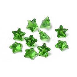 Cabujones transparentes puntiagudos de vidrio, estrella, para manualidades diy fabricación de joyas, verde, 4.5x4.5x3mm
