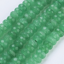 Natürliche Jade Perlen Stränge, gefärbt, facettiert, Rondell, mittleres Seegrün, 4~4.5x2~2.5 mm, Bohrung: 1 mm, ca. 150 Stk. / Strang, 15.1 Zoll ~ 15.3 Zoll (38.5~39 cm)