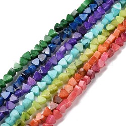 Natur Calcit Perlen Stränge, gefärbt, Dreieck, Mischfarbe, 5.5x6x3.5 mm, Bohrung: 0.8 mm, ca. 81 Stk. / Strang, 15.94 Zoll (40.5 cm)