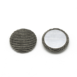 Cabochons couverts de tissu en velours côtelé, avec fond en aluminium, demi-rond / dôme, café, 25x5.5mm