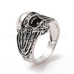 Кольцо на палец из сплава черепа, готические украшения для женщин, античное серебро, размер США 7 1/4 (17.5 мм)